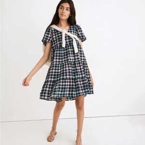 Madewell Plaid Button-Front Tiered Babydoll Dress